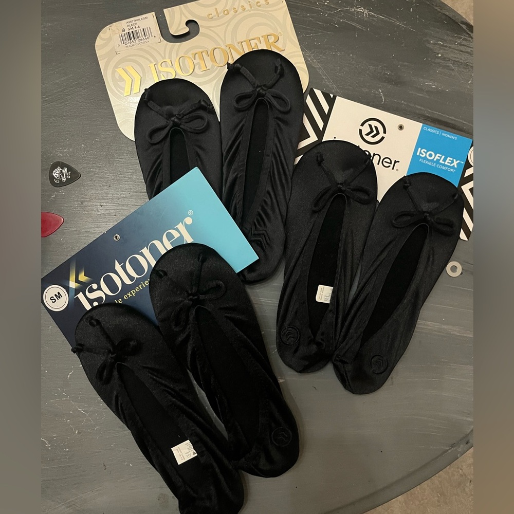 Isotoner Black Ballet Slippers - 3 pairs - New with Tags - Small
